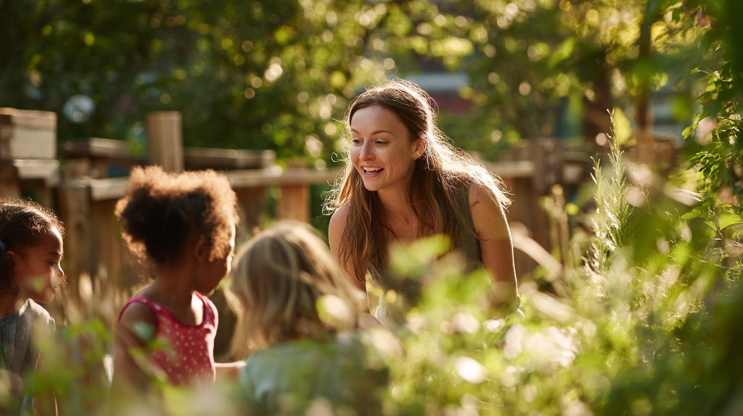 Staatlich anerkannter Erzieher in Düsseldorf betreut Kinder in der Kindertagesstätte