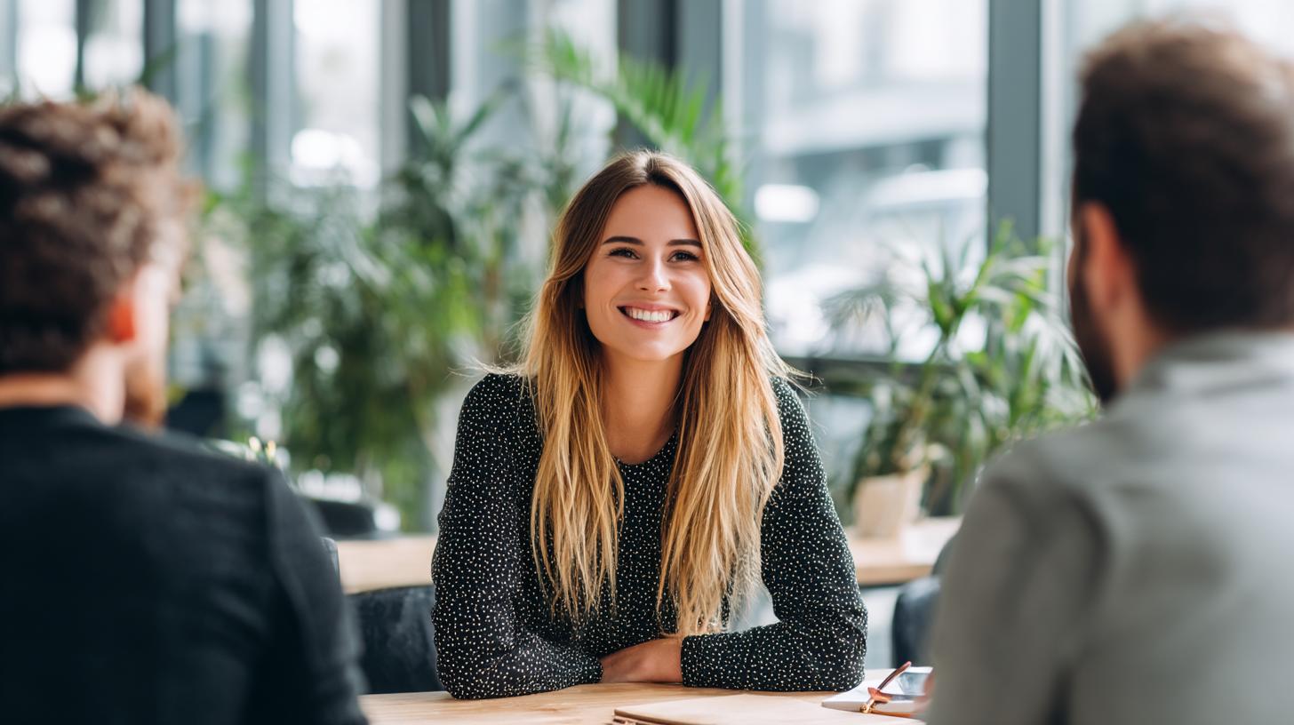 Mitarbeiterin im Gespräch mit Kolleg:innen als Symbol für vertrauensvolle Compliance im Personalwesen