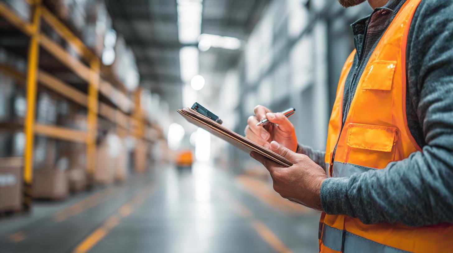 Fachkraft für Lagerlogistik im modernen Logistikzentrum bei der digitalen Warenkontrolle