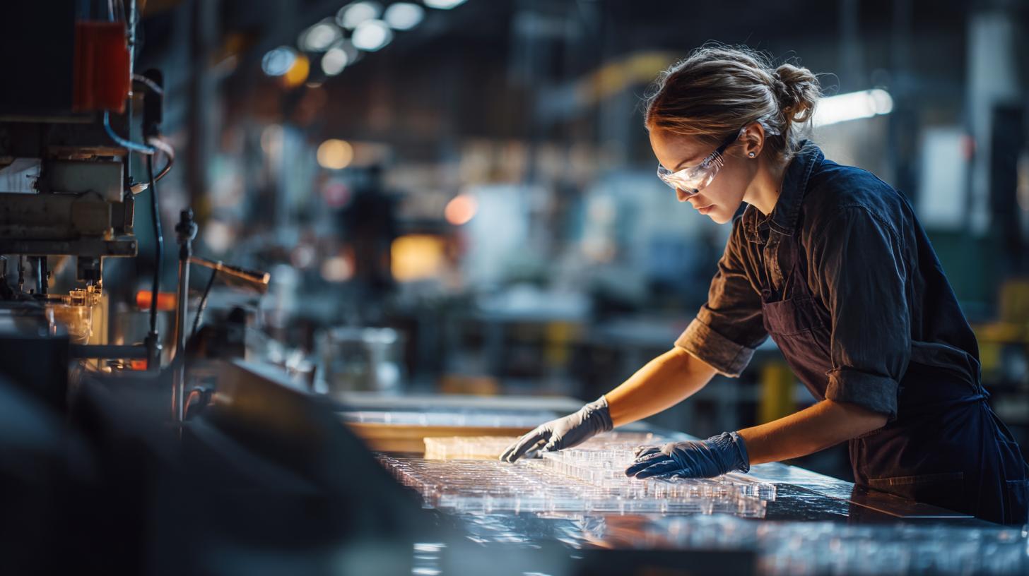 Helfer Kunststoff Kautschuk bedient moderne Maschine in der Produktion