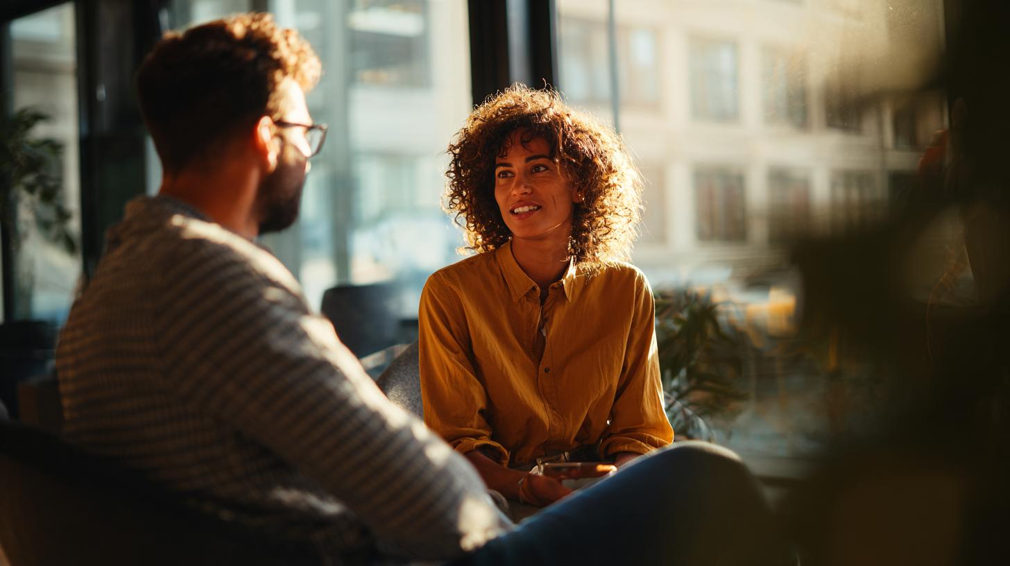 Zwei Kolleg:innen im Gespräch – Soft Skills wie aktives Zuhören und Empathie im modernen Arbeitsumfeld