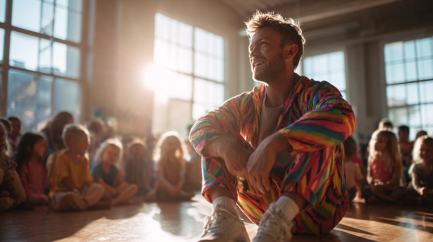 Mann in Frauenberuf als Erzieher in Kita mit Kindern – modernes Rollenbild im sozialen Beruf