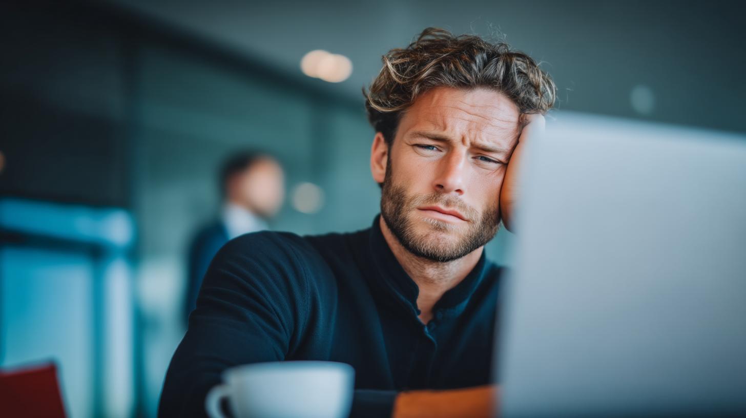 Schlechte Führung demotivierter Mitarbeiter im Büro wirkt erschöpft und frustriert