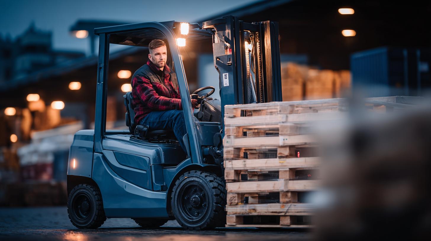 Logistik Jobs 2026 Gabelstaplerfahrer im Außenlager beim Bewegen von Paletten